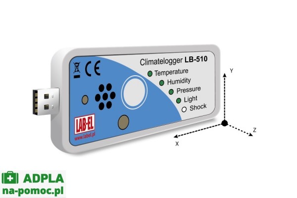 rejestrator parametrów klimatu usb: temperatury, wilgotności, ciśnienia, oświetlenia, wstrząsu lb-510 twpla lab-el urządzenia pomiarowe i diagnostyczne 2